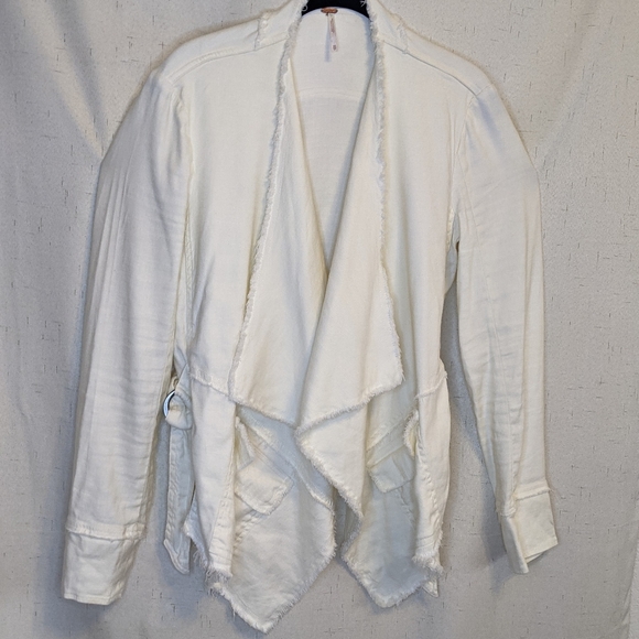 Free People linen frayed edge blazer size x-small - Picture 3 of 7